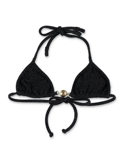 Reina Olga Splash Triangle Shell Bikini Top In Black