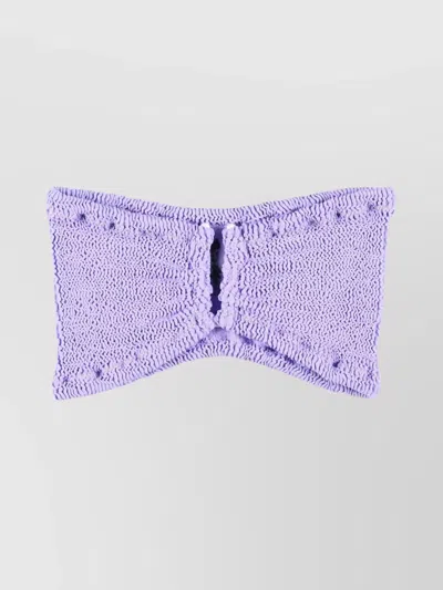Reina Olga Strapless Bandeau Bikini Top In Textured Fabric In Violet