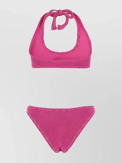 Reina Olga Stretch Nylon Pilou Set Bikini In Pink