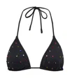 Reina Olga Susan Embellished Bikini Top In Blk Multi