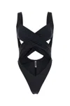 Reina Olga 'exotica' Black One-piece Swimsuit With Cut-out And Cross-strap In Black