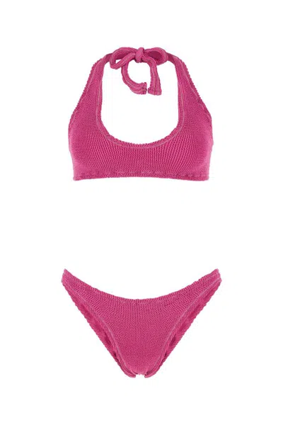 Reina Olga Fuchsia Stretch Nylon Pilou Set Bikini In Pink