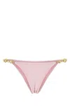 Reina Olga Low-rise Stretch Nylon Bikini Bottom With Gold-tone Accents In Pink