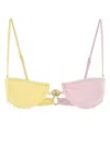 Reina Olga Two-tone Stretch Nylon Hommond Bikini Top In Yellow