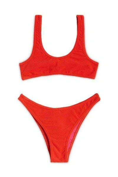 Reina Olga Round-neck Bikini Set In Red