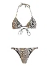 Reina Olga Leopard Print Triangle Bikini Set In Black