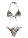 Reina Olga Leopard Print Triangle Bikini Set In Leopardo