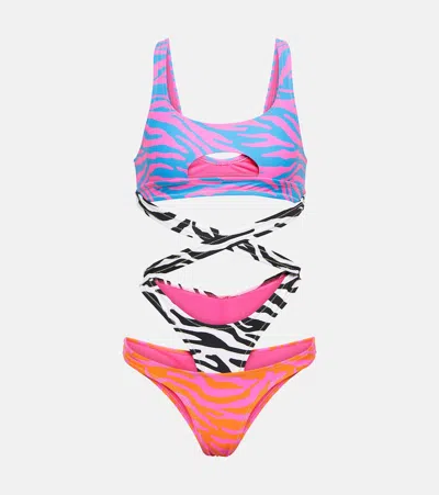 Reina Olga Theresa Animal Print Swimsuit In 3 Tone Zebra