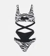 Reina Olga Theresa Animal Print Swimsuit In Black White Zebra