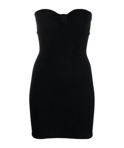 Reina Olga 'tigress Bow Detail Strapless Mini Dress' In Black