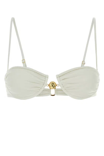 Reina Olga White Stretch Jersey Hammond 2.0 Bikini Top In Neutral