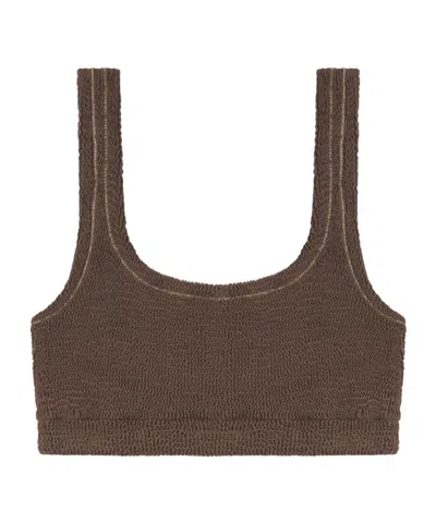 Reina Olga Wide-strap Bikini Top In Brown