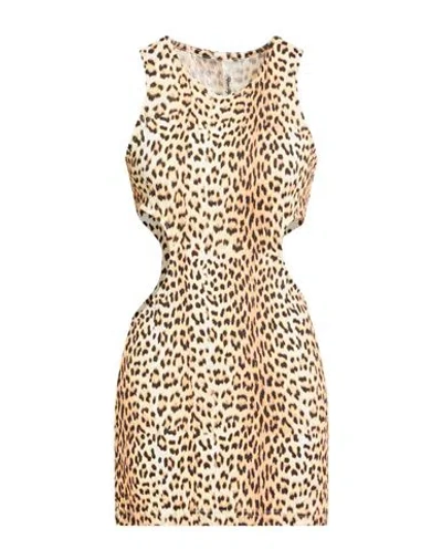 Reina Olga Woman Mini Dress Beige Size 3 Polyamide, Elastane In Multi
