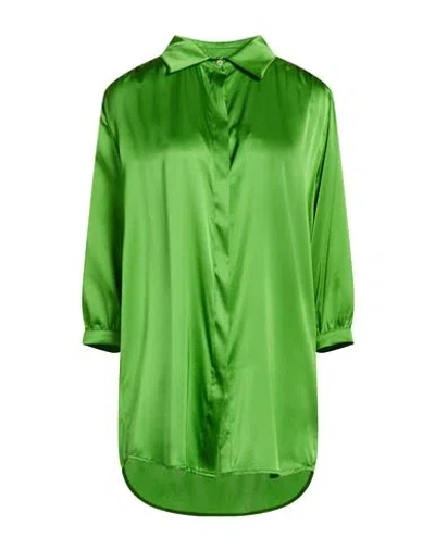 Reina Olga Woman Shirt Green Size M/l Silk, Elastane
