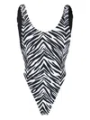 Reina Olga Zebra-print Swimsuit In Black