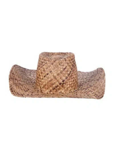 Pre-owned Reinhard Plank Straw Wide Brim Sun Hat In Brown