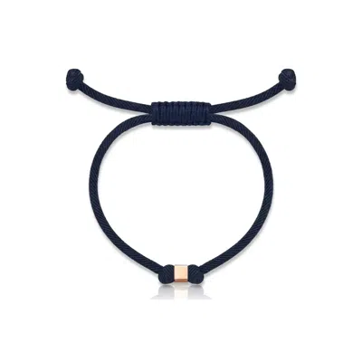 Reis Jewellery Rose Gold Single Cube Rope Men Bracelet - Rose In Blue