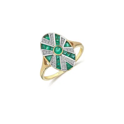Reis Jewellery Women's Crest Green - Yellow Gold