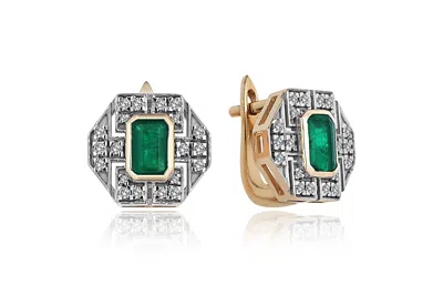 Reis Jewellery Women's Gold Arte Emerald Earring