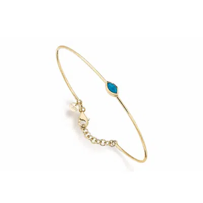 Reis Jewellery Women's Gold / Blue Turquoise Wire Bracelet - Yellow Gold