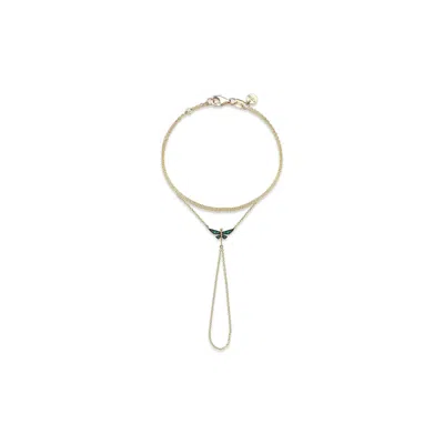 Reis Jewellery Women's Green Flight Hand Chain  - Yellow Gold