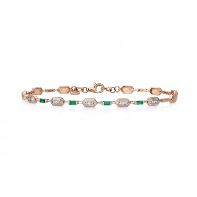 Reis Jewellery Women's Green Glow Bracelet - Rose Gold In Multi