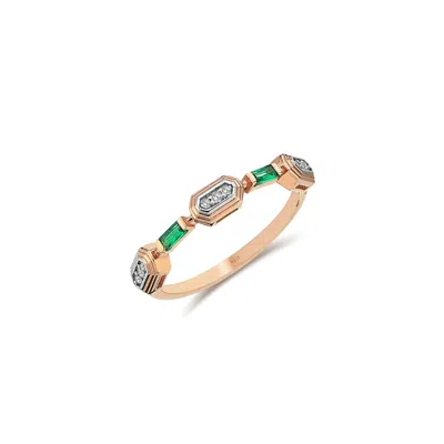 Reis Jewellery Women's Green / Rose Gold Green Glow Ring - Rose Gold