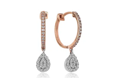 Reis Jewellery Women's Pink / White / Rose Gold Drop Diamond Earring