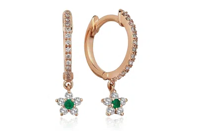 Reis Jewellery Women's Rose Gold Cemre Emerald Earrings