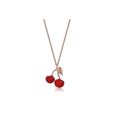 Reis Jewellery Women's Rose Gold Cherry Necklace In Red
