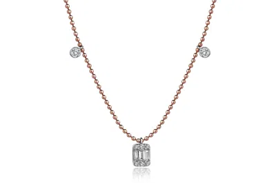 Reis Jewellery Women's White / Pink / Rose Gold Baguette Cut Diamond Necklace In Multi
