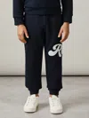 Reiss Navy 9-13 Yrs Cotton-blend Logo Script Joggers In Blue