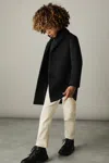 Reiss Black Senior Single Breasted Overcoat In Black