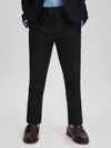 Reiss Navy Slim Fit Linen Adjustable Trousers In Blue