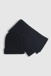 Reiss Navy Chesterfield Set Ribbed Hat And Scarf Set In Navy