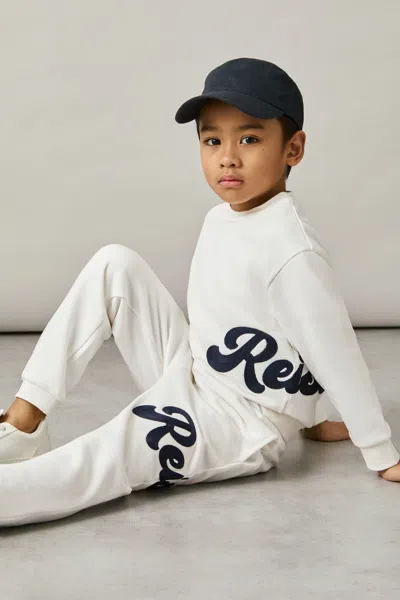 Reiss White Cotton-blend Logo Script Joggers
