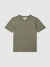 Reiss Khaki Victoria 13-14 Yrs Cotton-jersey Ribbed Short-sleeve T-shirt