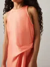 Reiss Girls Coral Tuck Detail Drape Midi Dress In Orange
