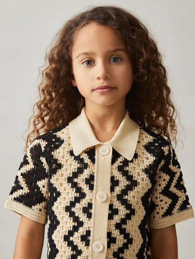 Reiss Ecru Natalie 9-13 Yrs Cotton-blend Patterned Crochet Dress