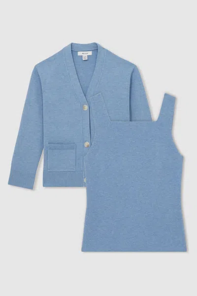 Reiss Kids' Blue 9-13 Yrs Compact Knit Top And Cardigan Set