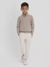 Reiss Wheat Melange 9-13 Yrs Wool Quarter Zip Jumper In Gray