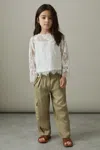 Reiss Khaki Lyocell Linen Cargo Trousers In Khaki