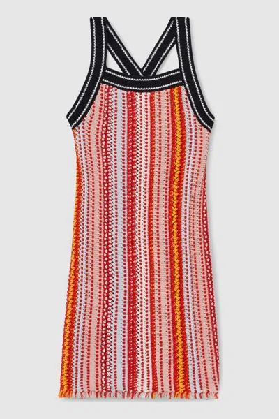 Reiss Multi Cotton Striped Knit Dress