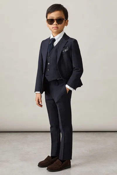 Reiss Navy Wool-blend Single-breasted Waistcoat