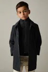 Reiss Navy Logan 9-13 Yrs Gabardine Coat With Removable Gilet