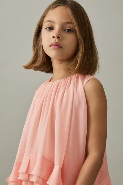 Reiss Pink Chiffon Tiered Dress