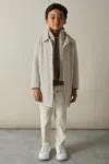 Reiss Stone Logan 9-13 Yrs Gabardine Coat With Removable Gilet
