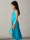 Reiss Blue 9-13 Yrs Satin Drape Tuck Midi Dress