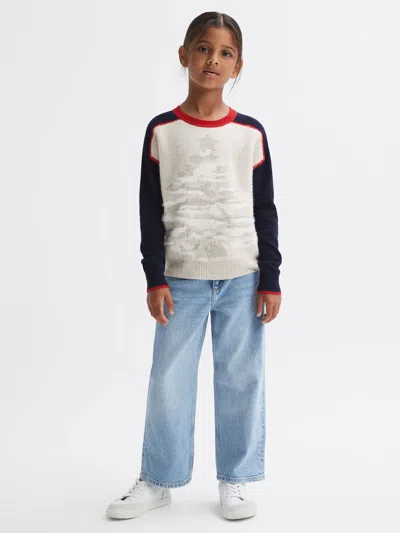 Reiss Kids' Blue 9-14 Yrs Casual Knitted Christmas Festive Jumper