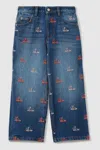 Reiss Blue 9-13 Yrs Relaxed Embroidered Logo Jeans In Blue